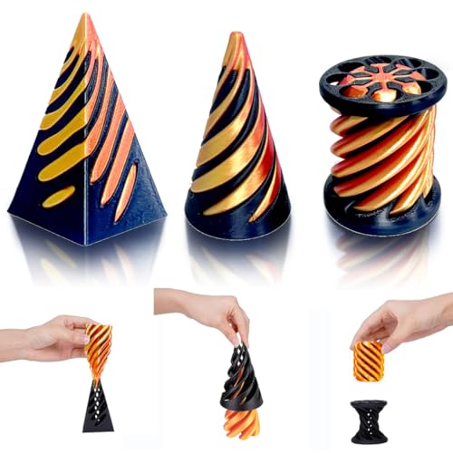 Impossible Cone (3PCS), 3D-Druck Spiral Cone Fidget Toy, Pyramid Spirale Spielzeug Passthrough Sculpture, Skulptur Stress Relief Desktop Dekorationen Spielzeug für Kinder Erwachsene Geschenk (Gold) von SANSGOUP