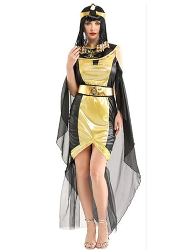 Cleopatra Kostüm für Damen, Halloween, altes Ägypten, ägyptische Göttin, Kostüm, Cosplay, Party-Outfit für erwachsene Frauen (Gelb, M) von SANSIWU