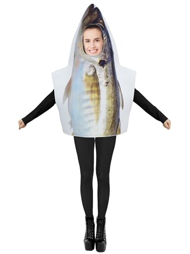 Halloween-Fisch-Kostüm für Erwachsene, lustiges Tier-Outfit, Halloween, Cosplay, Kostüm, Verkleidung (mehrfarbig, Einheitsgröße) von SANSIWU