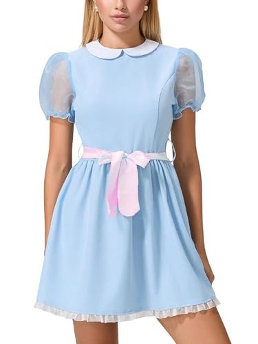 SANSIWU Damen Y2k Kawaii Lolita Minikleid, Feenkostüm, Vintage, Mini-Korsettkleid, Cosplay, Fairycore, Halloween-Kleid (F-Mixed Color, S) von SANSIWU