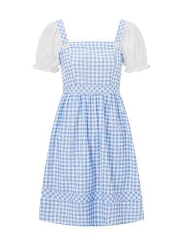 SANSIWU Dorothy Halloween-Kostüm für Damen, Korsett, Minikleid, Teenager, Mädchen, Bauernhof, Märchen, Cosplay-Kleider (D-Blau, M) von SANSIWU