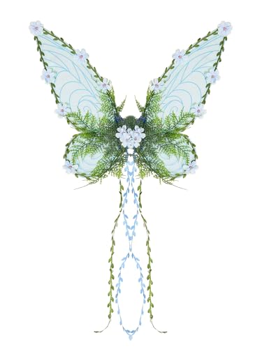 SANSIWU Feenflügel für Damen, Erwachsene, Mutter, Natur, Kostüm, Schmetterlingsflügel, Renaissance-Kostüm, Halloween-Zubehör (A-Blau 1, 1 Stück) von SANSIWU