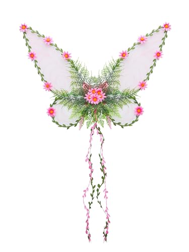 SANSIWU Feenflügel für Damen, Erwachsene, Mutter, Natur, Kostüm, Schmetterlingsflügel, Renaissance-Kostüm, Halloween-Zubehör (A-Hellrosa, 1 Stück) von SANSIWU