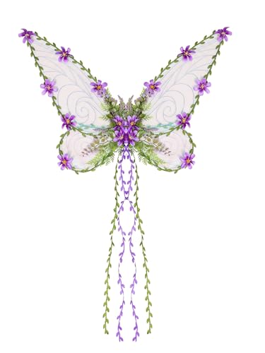 SANSIWU Feenflügel für Damen, Erwachsene, Mutter, Natur, Kostüm, Schmetterlingsflügel, Renaissance-Kostüm, Halloween-Zubehör (A-Lila 1, 1 Stück) von SANSIWU