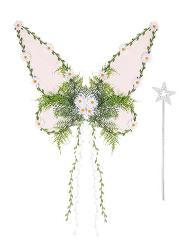SANSIWU Feenflügel für Damen, Erwachsene, Mutter, Natur, Kostüm, Schmetterlingsflügel, Renaissance-Kostüm, Halloween-Zubehör (A-Weiß 1, 2 Stück) von SANSIWU