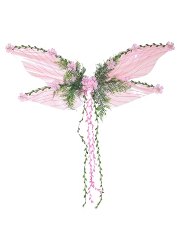 SANSIWU Feenflügel für Damen, Erwachsene, Mutter, Natur, Kostüm, Schmetterlingsflügel, Renaissance-Kostüm, Halloween-Zubehör (B-Pink2, S) von SANSIWU