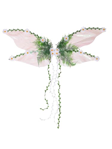 SANSIWU Feenflügel für Damen, Erwachsene, Mutter, Natur, Kostüm, Schmetterlingsflügel, Renaissance-Kostüm, Halloween-Zubehör (B-White2, S) von SANSIWU