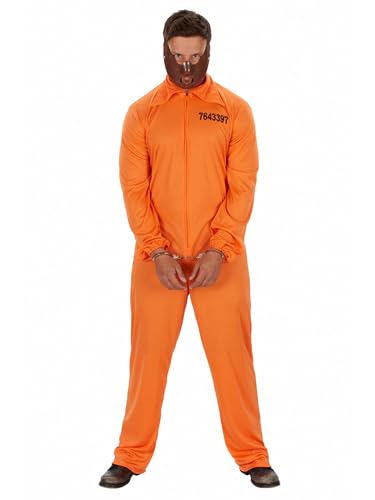 SANSIWU Oranger Gefängnis-Overall für Erwachsene, Fasching, Häftlingskostüm, Sträfling, Kesselanzug, Kriminalkleidung (B-Orange Herren, L) von SANSIWU