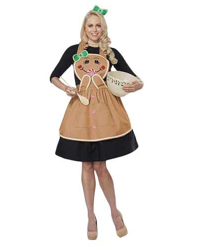SANSIWU Schürze für Erwachsene, Motiv: Weihnachtselfen, Lebkuchenmann, Schürze mit Kopfbedeckung, niedliche Küchenschürze für Weihnachtsfeiern, khaki, One size SANSIWU Schürze für Erwachsene, Motiv: Weihnachtselfen, Lebkuchenmann, Schürze mit Kopfbedeckung, niedliche Küchenschürze für Weihnachtsfeiern, khaki, One size von SANSIWU