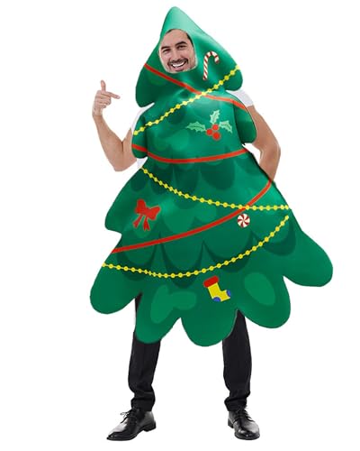 SANSIWU Weihnachtsbaum-Kostüme für Erwachsene, lustiges ausgefallenes Weihnachtsbaum-Outfit für Cosplay, Maskerade, Rollenspiel, Party-Requisiten (Weihnachtsbaum, Einheitsgröße) von SANSIWU