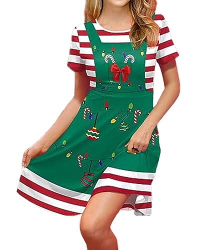 SANSIWU Weihnachtselfenkostüm-Set für Damen, Deluxe-Weihnachtsmann-Kostüm, festliches Outfit für Weihnachten, Cosplay-Party, B-grüne Schleife, Größe L von SANSIWU