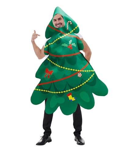 SANSIWU Weihnachtskostüme für Erwachsene, lustiges Weihnachtsbaum-Outfit für Cosplay, Maskerade, Rollenspiel, Party-Requisiten, Xmas Dress Up Bekleidung, Zubehör (A-Weihnachtsbaum, Einheitsgröße) von SANSIWU