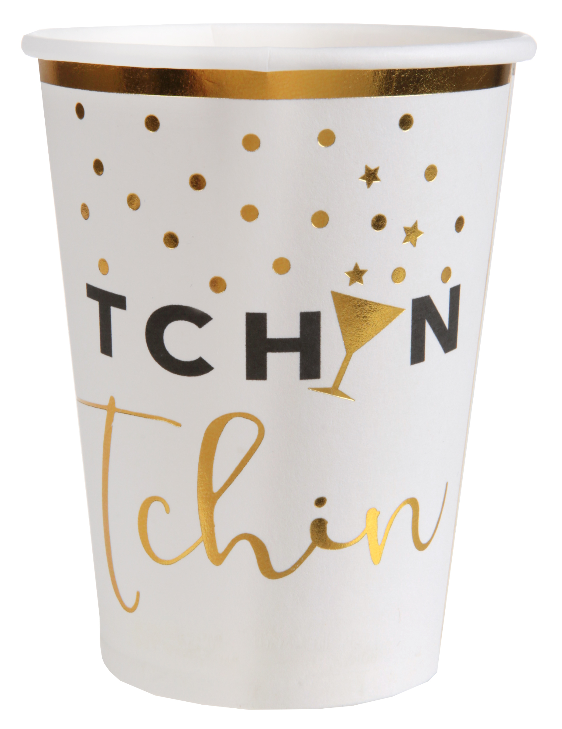 10 Festliche Pappbecher Tchin Tchin Weiß + Gold 7,8 x 9,7 cm 10 Festliche Pappbecher Tchin Tchin Weiß + Gold 7,8 x 9,7 cm von SANTEX