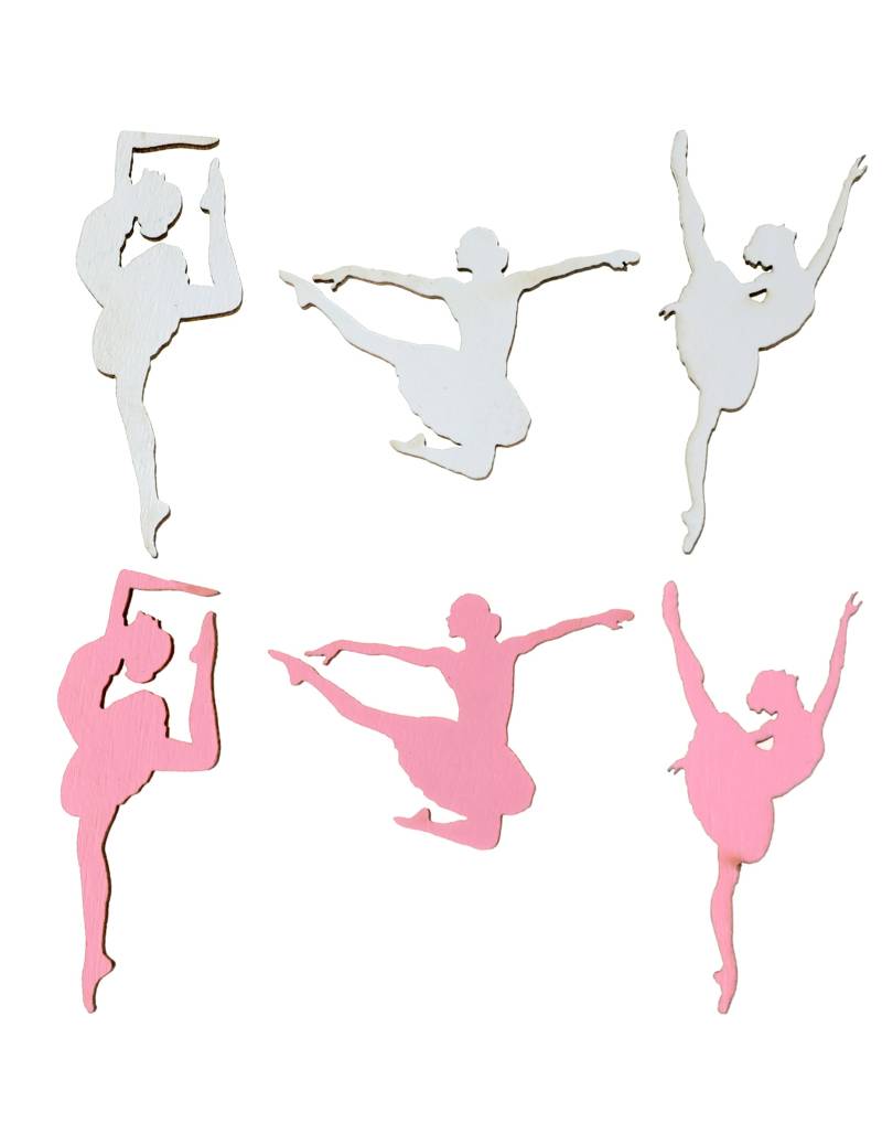 10 Holz-Konfetti Ballerina Tischdeko 1 x 2 cm rosa-weiß von SANTEX