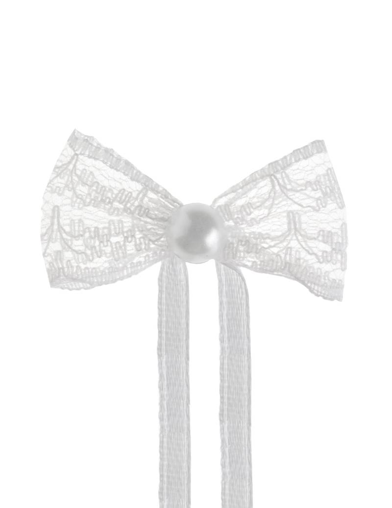 10 Mini-Spitzenschleifen weiß mit Perle 4cm 10 Mini-Spitzenschleifen weiß mit Perle 4cm von SANTEX