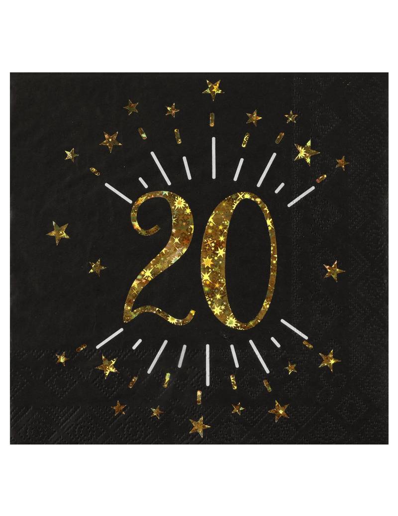 10 Papierservietten Happy Birthday 20 Schwarz-Gold 33x33cm 10 Papierservietten Happy Birthday 20 Schwarz-Gold 33x33cm von SANTEX