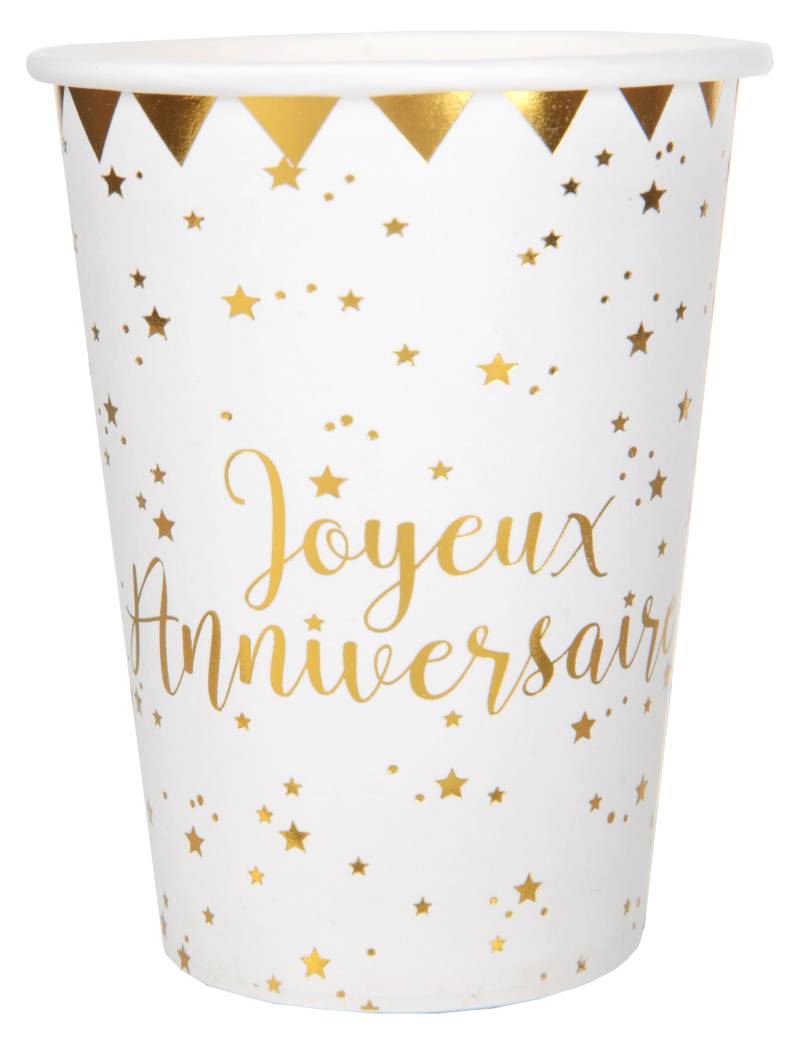 10 Pappbecher Alles Gute zum Geburtstag Metallic Weiß + Gold 7,8 x 9,7 cm Sterne 10 Pappbecher Alles Gute zum Geburtstag Metallic Weiß + Gold 7,8 x 9,7 cm Sterne von SANTEX