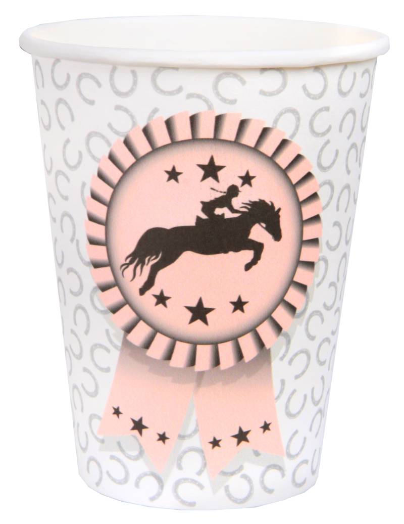 10 Pappbecher Reitsport Hufeisen-Motiv 7,8 x 9,7 cm von SANTEX