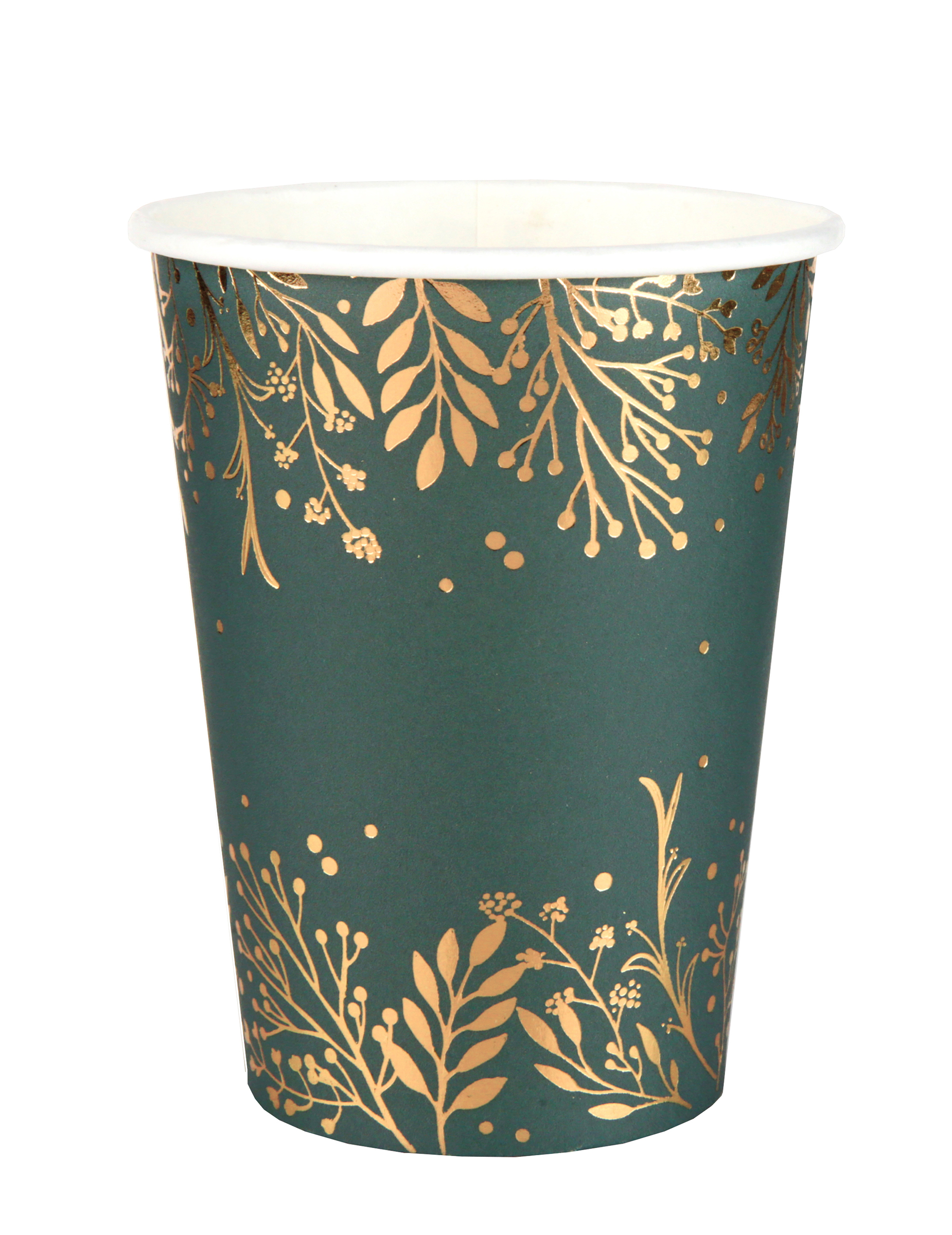 10 Pappbecher Winterblätter Tannengrün 270ml 10 Pappbecher Winterblätter Tannengrün 270ml von SANTEX
