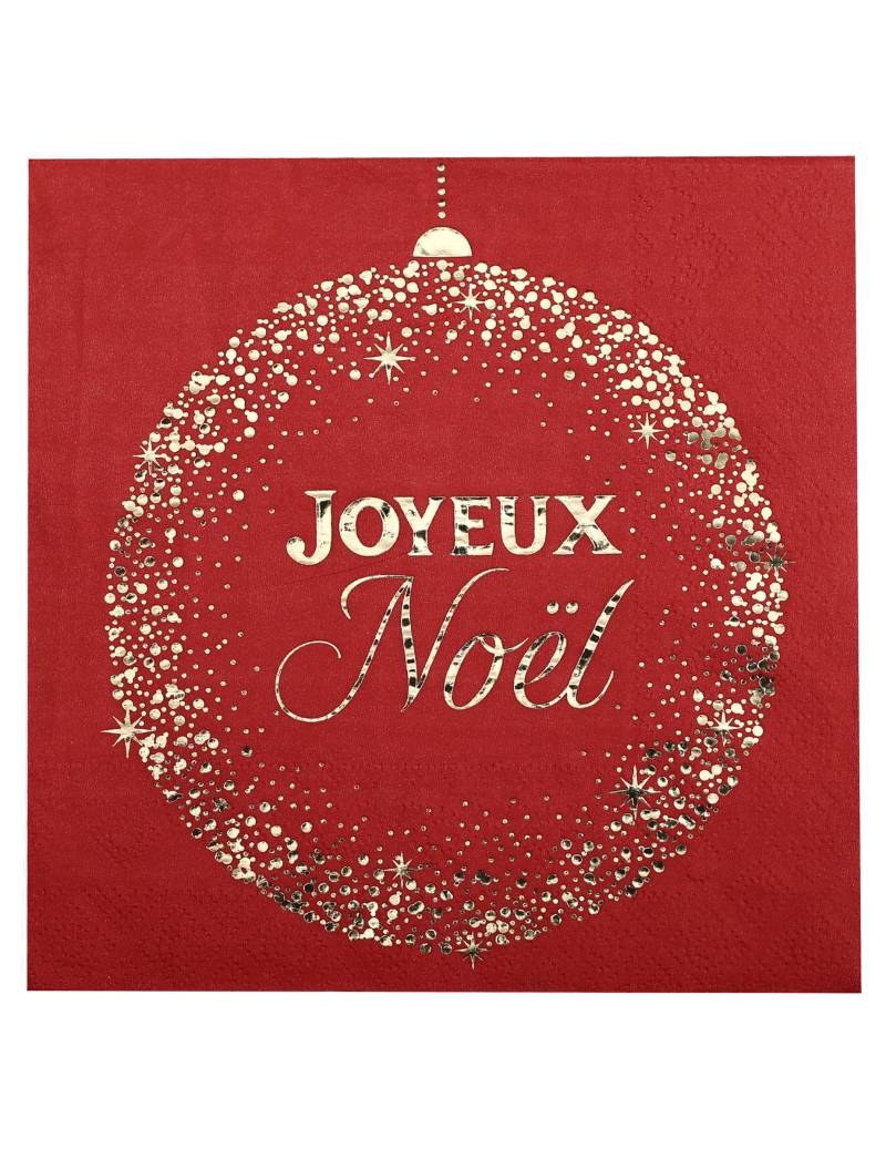 10 Rote Glanz-Weihnachtsservietten 33 x 33 cm von SANTEX