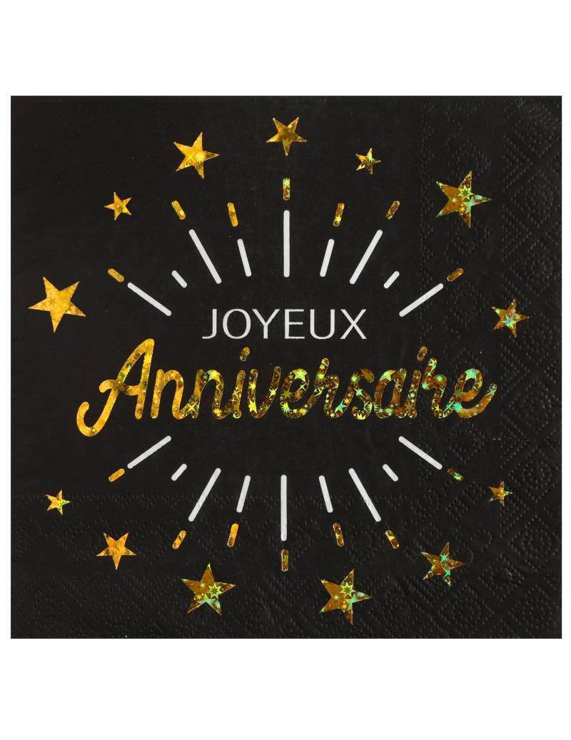 10 Servietten Happy Birthday Schwarz + Gold 33 x 33 cm mit Sternen 10 Servietten Happy Birthday Schwarz + Gold 33 x 33 cm mit Sternen von SANTEX