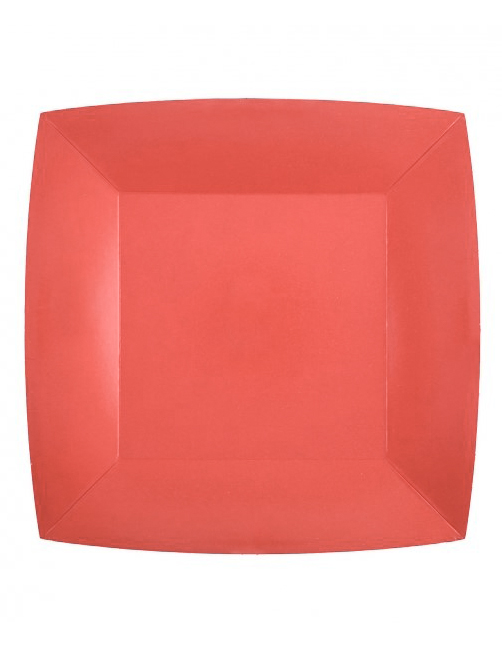 10 rote quadratische Pappteller groß 23 cm – Partyteller 10 rote quadratische Pappteller groß 23 cm – Partyteller von SANTEX