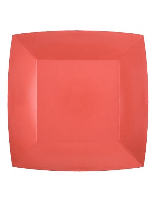 10 rote quadratische Pappteller groß 23 cm – Partyteller 10 rote quadratische Pappteller groß 23 cm – Partyteller von SANTEX