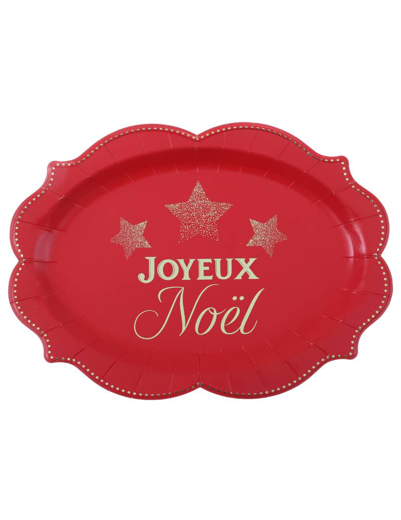 2 Rote Weihnachts-Serviertabletts Glänzend 36 x 26 cm von SANTEX