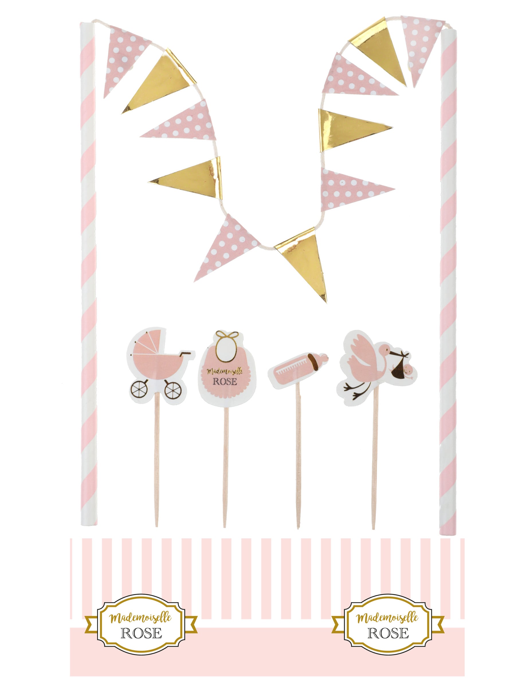 6-teiliges Kuchendeko-Set für Baby Shower in Rosa 6-teiliges Kuchendeko-Set für Baby Shower in Rosa von SANTEX