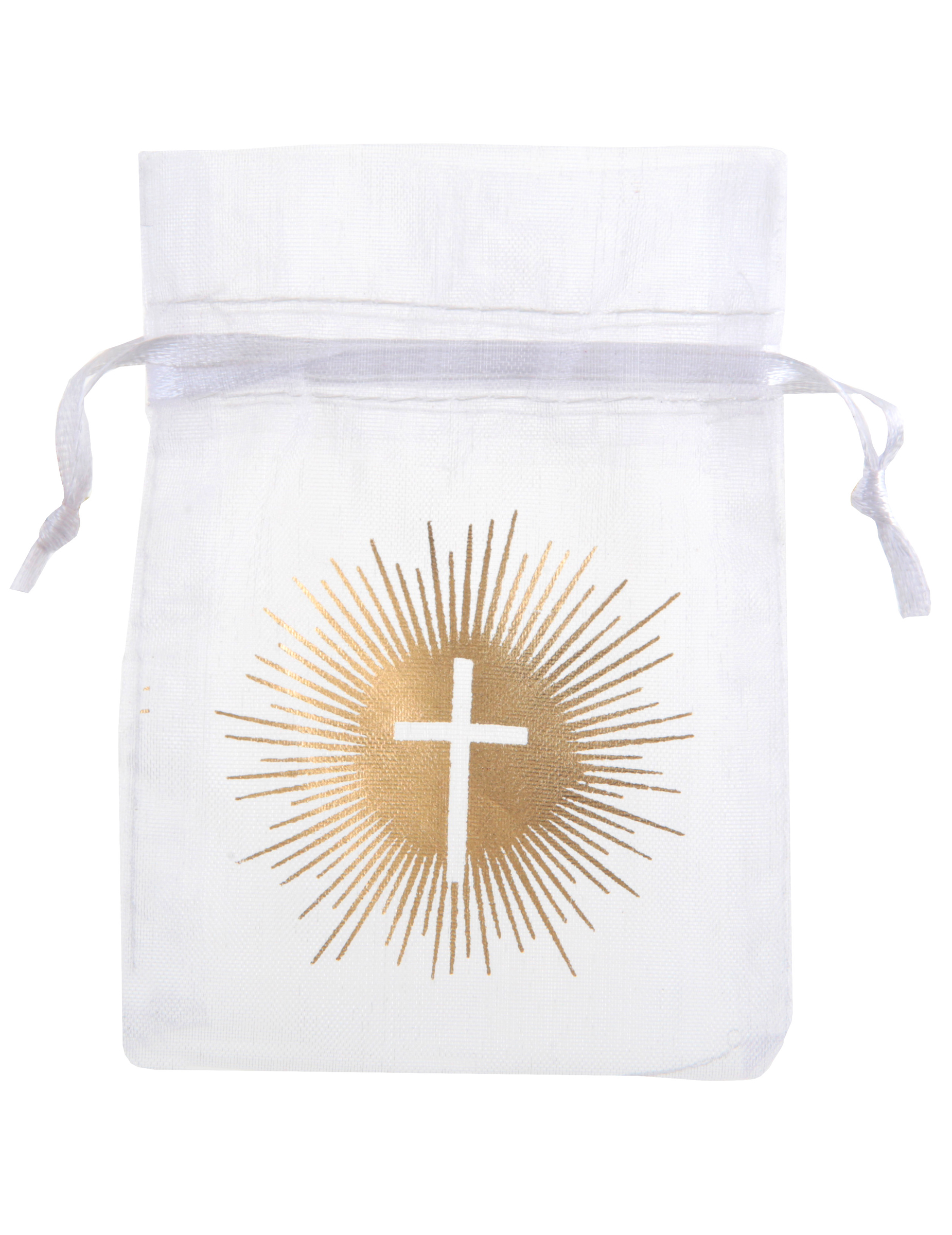 6 weiße Organdy-Säckchen für Zeremonie mit goldenem Kreuz 7,5 x 10 cm 6 weiße Organdy-Säckchen für Zeremonie mit goldenem Kreuz 7,5 x 10 cm von SANTEX