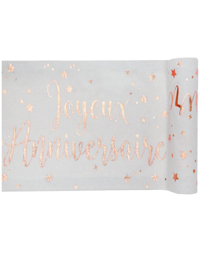 Baumwoll Tischläufer Geburtstag Roségold 3m x 28cm von SANTEX