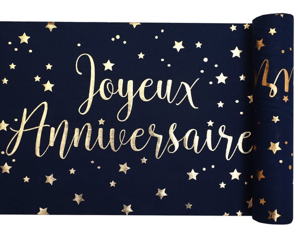 Baumwoll Tischläufer Happy Birthday Blau Gold 28x300cm Baumwoll Tischläufer Happy Birthday Blau Gold 28x300cm von SANTEX