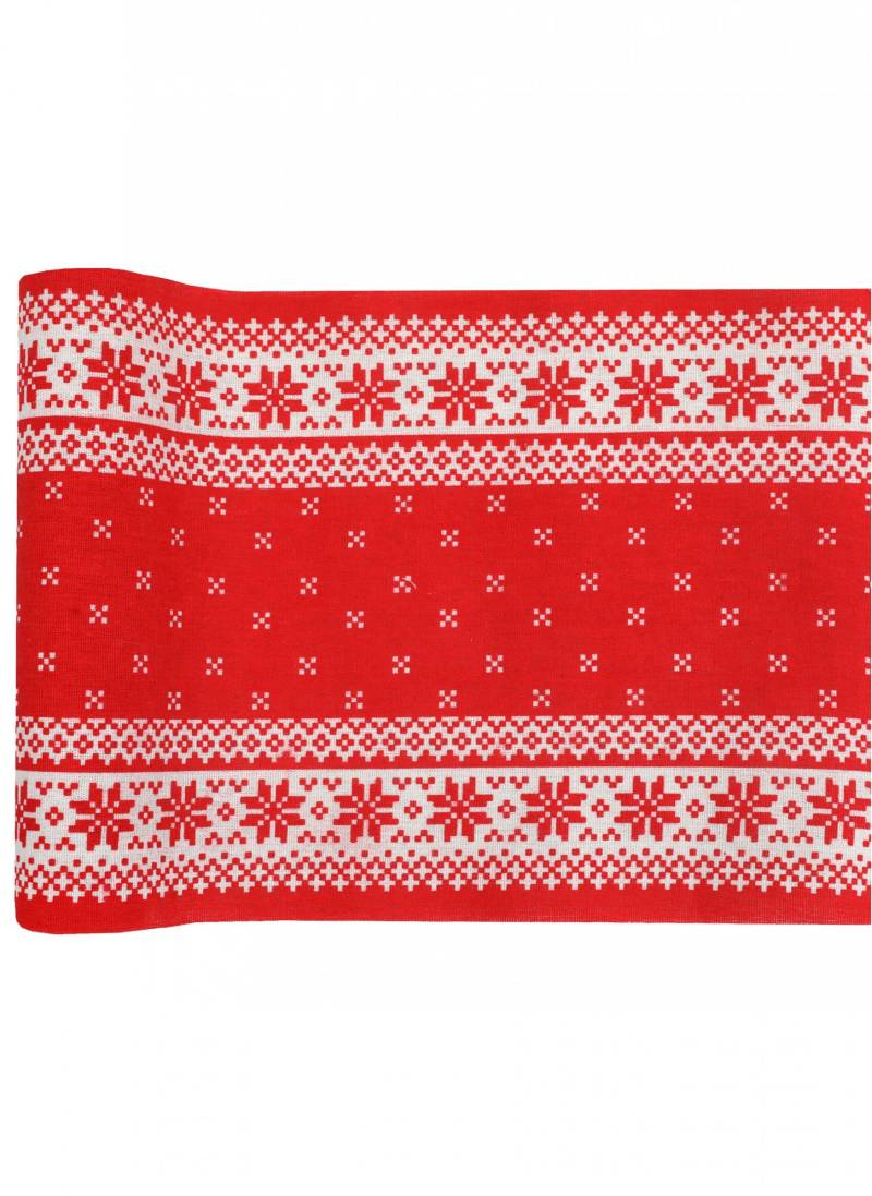 Baumwoll-Tischläufer Kaminabend 3 m x 28 cm Rot und Weiß von SANTEX