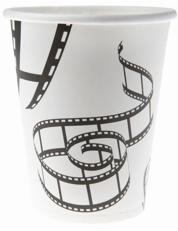 Filmband-Becher Hollywoodparty-Deko 10 Stück weiss-schwarz 7,5x9cm von SANTEX