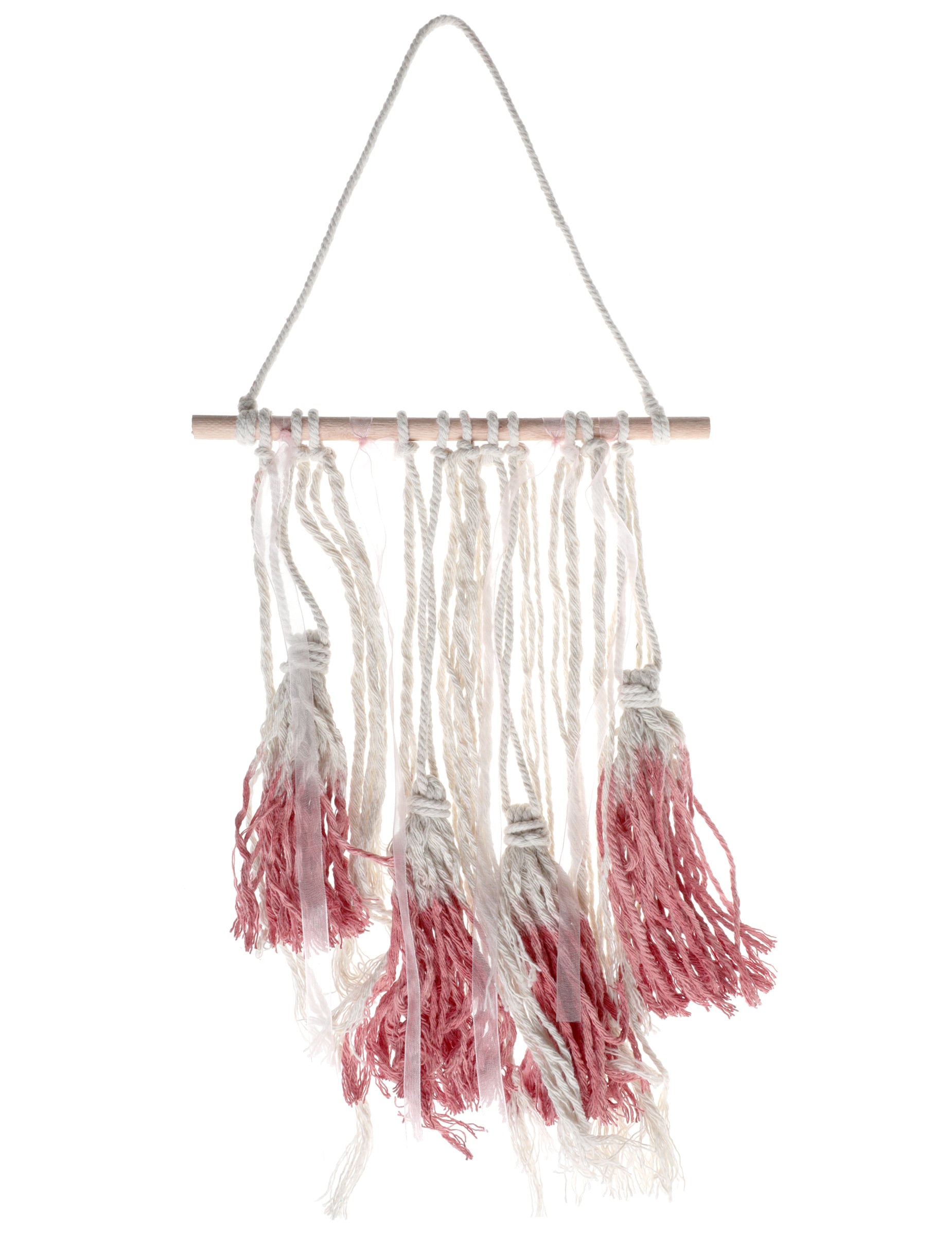 Holz-Wandbehang mit roten Pompons 24 x 50 cm Makramee-Deko Holz-Wandbehang mit roten Pompons 24 x 50 cm Makramee-Deko von SANTEX