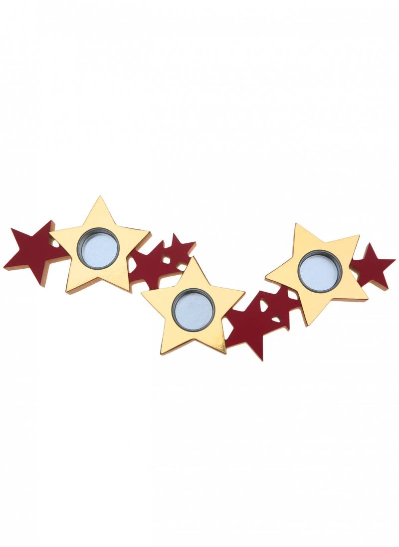 Kerzenhalter aus Holz und Metall Sterne Rot und Gold 40 x 13 x 2 cm Weihnachtsdeko Kerzenhalter aus Holz und Metall Sterne Rot und Gold 40 x 13 x 2 cm Weihnachtsdeko von SANTEX