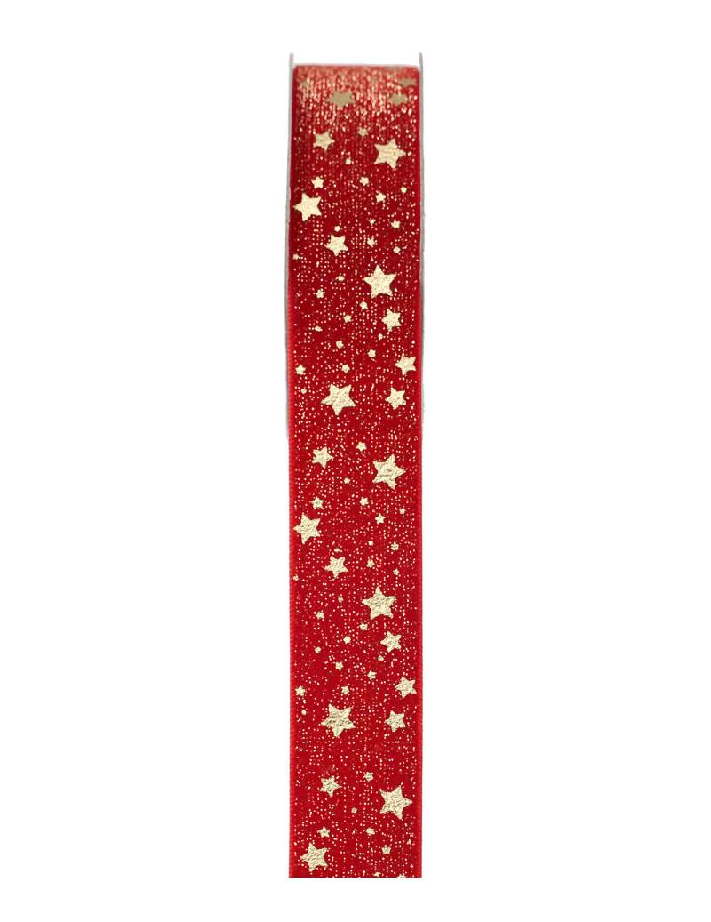 Rotes Dekoband mit Goldsternen 2,5 cm x 3 m von SANTEX