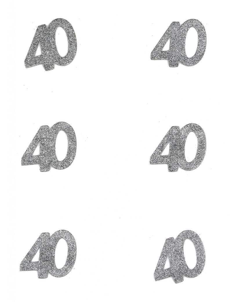 Tischdeko Geburtstag 40 Jahre Konfetti 6 Stück Glitzer silber 4,5x5cm 10g von SANTEX