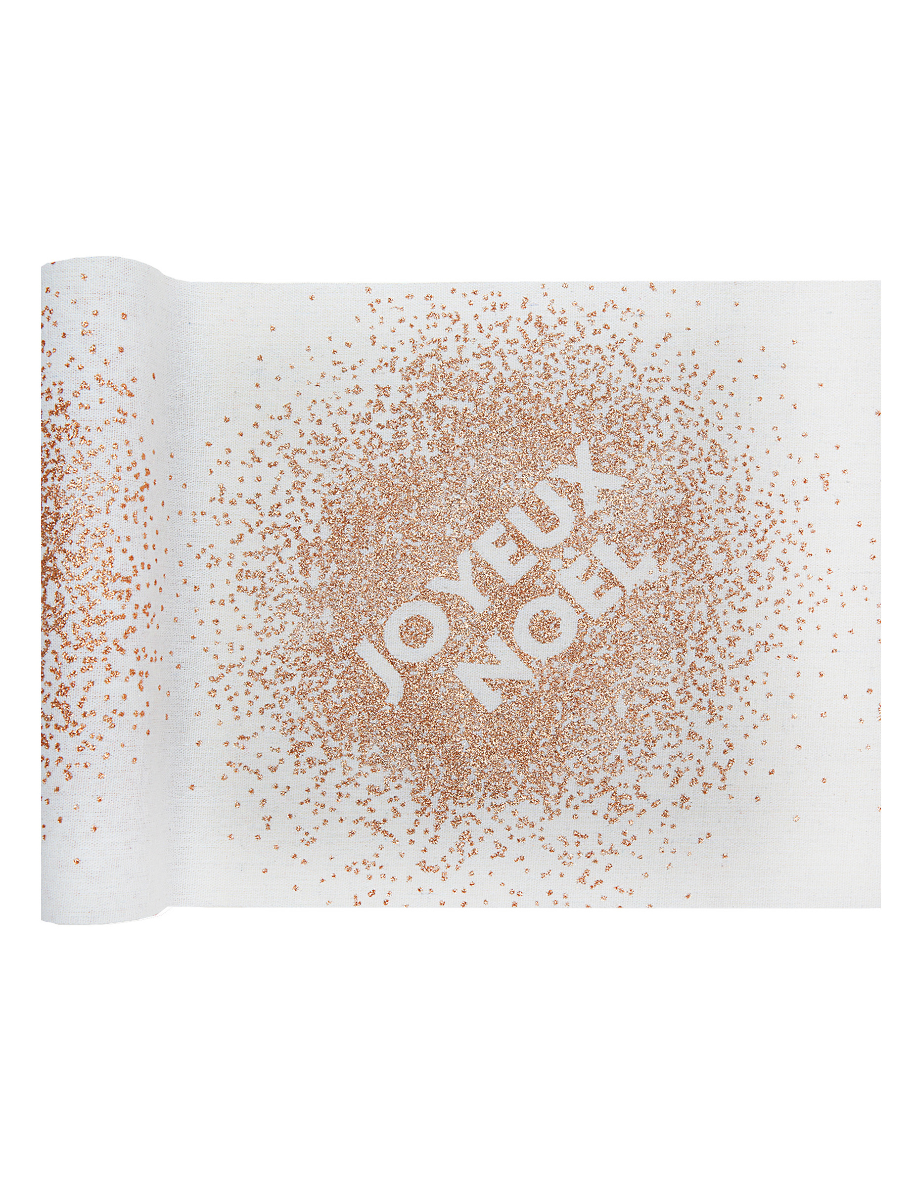 Tischläufer Baumwolle weiß Frohe Weihnachten Roségold-Glitzer 3m x 28cm Tischläufer Baumwolle weiß Frohe Weihnachten Roségold-Glitzer 3m x 28cm von SANTEX