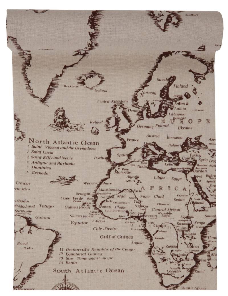 Tischläufer Weltkarte aus Baumwolle 28 cm x 3 m Tischläufer Weltkarte aus Baumwolle 28 cm x 3 m von SANTEX