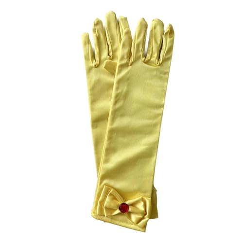 SANWOOD Daumenloch Handschuhe für Mädchen 1 Paar Mädchen Bowknot Handschuhe für Bühnenauftritte Partys Vielseitige Mädchen Handschuhe Gelb Einheitsgröße von SANWOOD