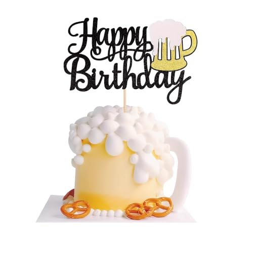 25 Stück Bier Tortendeko,Bier Cupcake Topper,Gold Glitzer Geburtstagstorte Dekoration,Bier Kuchen Topper Dekorationen,Bier Festival Feier,Bier Geburtstag Party Supplies von SANYUANHE