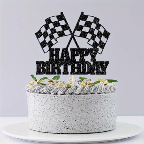 25 Stück Rennwagen Tortendeko,Karierte Flagge Cupcake Topper,Racing Car Cupcake Toppers，Auto Geburtstagstorte Dekoration,Geburtstag Party Decoration,für Jungen und Kinder Geburtstagsparty von SANYUANHE