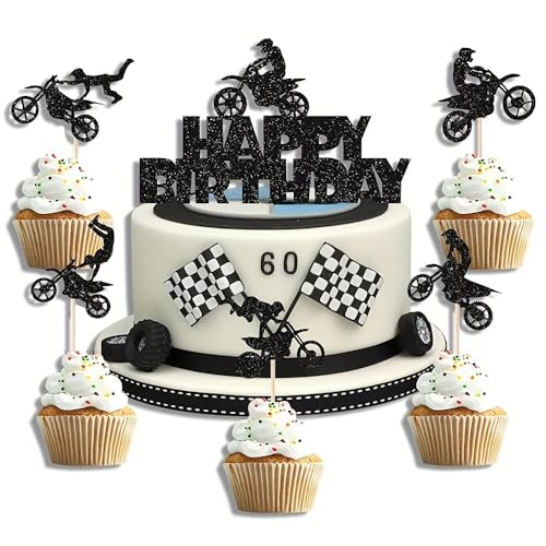 SANYUANHE 25 Stück Rennmotorrad-Kuchen-Toppers,Motorrad-Kuchen-Deko,Auto Racing Car Dirt Bike Happy Birthday Tortendeko Party Dekorationen,Kindergeburtstage Cupcake Toppers Party Zubehör SANYUANHE 25 Stück Rennmotorrad-Kuchen-Toppers,Motorrad-Kuchen-Deko,Auto Racing Car Dirt Bike Happy Birthday Tortendeko Party Dekorationen,Kindergeburtstage Cupcake Toppers Party Zubehör von SANYUANHE