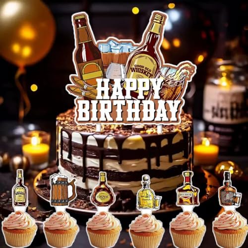 SANYUANHE 25 Stück Whisky-Cupcake-Toppers,Whisky-kuchen-Dekoration,Whisky Bier-Geburtstagsparty-Zubehör,Happy birthday Beer Bier Whisky,Oktoberfest-Kuchenparty-Dekoration SANYUANHE 25 Stück Whisky-Cupcake-Toppers,Whisky-kuchen-Dekoration,Whisky Bier-Geburtstagsparty-Zubehör,Happy birthday Beer Bier Whisky,Oktoberfest-Kuchenparty-Dekoration von SANYUANHE