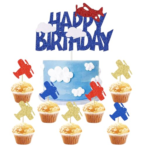 SANYUANHE 25 pcs small airplane cake decoration, cupcake theme party decoration, kids adult birthday cupcake chocolate food gourmet decoration accessories SANYUANHE 25 pcs small airplane cake decoration, cupcake theme party decoration, kids adult birthday cupcake chocolate food gourmet decoration accessories von SANYUANHE