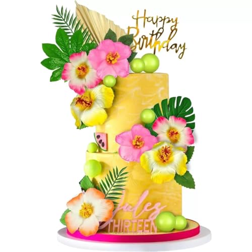 SANYUANHE 33 Stück Hawaii Kuchendekoration, Happy Birthday Cupcake Toppers Set,Blumen Deko Kuchen,Palmenblatt Partydekoration, Sommerliche Kuchendekoration, Geburtstagsparty-Set SANYUANHE 33 Stück Hawaii Kuchendekoration, Happy Birthday Cupcake Toppers Set,Blumen Deko Kuchen,Palmenblatt Partydekoration, Sommerliche Kuchendekoration, Geburtstagsparty-Set von SANYUANHE