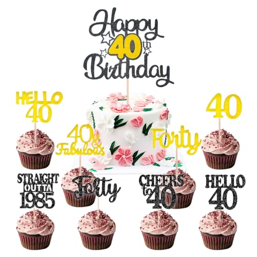 40th Geburtstag Tortendeko,für Damen und Herren Jahrgang 1985,Schwarz Gold Happy Birthday Thema,Kuchendekoration für 40. Geburtstag, Happy Birthday Hochzeitsjubiläums Party Deko 40th Geburtstag Tortendeko,für Damen und Herren Jahrgang 1985,Schwarz Gold Happy Birthday Thema,Kuchendekoration für 40. Geburtstag, Happy Birthday Hochzeitsjubiläums Party Deko von SANYUANHE