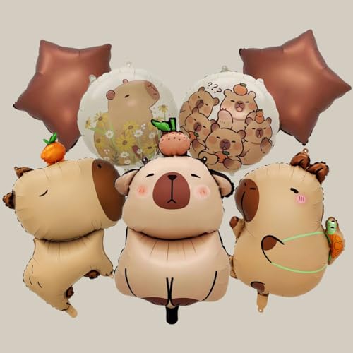 SANYUANHE 7Pcs Capybara Ballon Party Dekorationen, Kinder Geburtstagsfeier Dekoration Ballons, süße Cartoon Capybara Thema Folienballons, Party Dekoration Ballons SANYUANHE 7Pcs Capybara Ballon Party Dekorationen, Kinder Geburtstagsfeier Dekoration Ballons, süße Cartoon Capybara Thema Folienballons, Party Dekoration Ballons von SANYUANHE