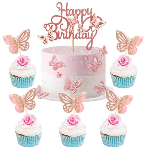 SANYUANHE 25 Pcs Schmetterlings Torten Deko,Set für Mädchen Glitzernde Schmetterlings-Deko für Kindergeburtstagsfeiern,Tortendeko Geburtstag Schmetterling Cupcake Topper SANYUANHE 25 Pcs Schmetterlings Torten Deko,Set für Mädchen Glitzernde Schmetterlings-Deko für Kindergeburtstagsfeiern,Tortendeko Geburtstag Schmetterling Cupcake Topper von SANYUANHE